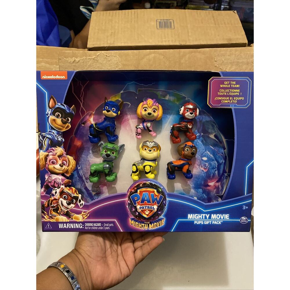 Paw Patrol Mighty Movie 6 Pups Gift Pack Toy Set Sky Rocky Chase Marshall NEW!